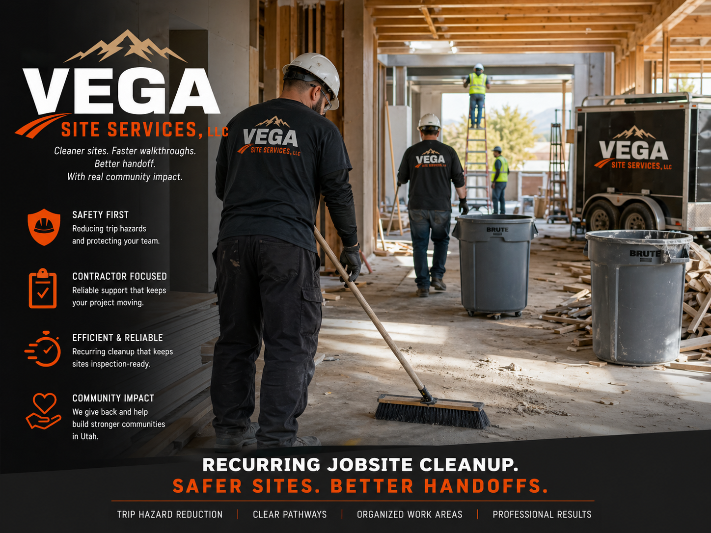 Commercial buildout jobsite being prepared for cleanup