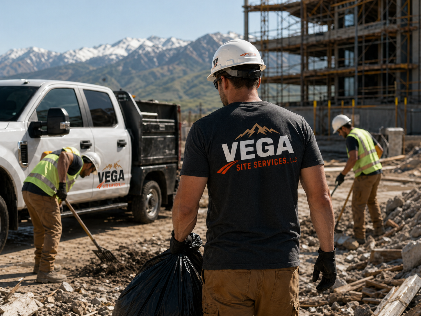 Vega Site Services crew in PPE at a Utah construction site